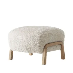 &Tradition Armchairs & Footstools*Wulff ATD3 footstool, Sheepskin moonlight, -oiled oak legs White