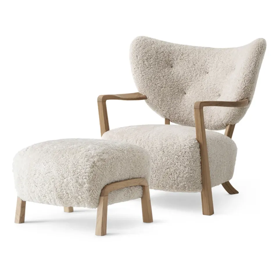 &Tradition Armchairs & Footstools*Wulff Lounge Chair ATD2 armchair incl. pouffe ATD3, Oiled oak-Moonlight Beige