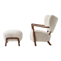 &Tradition Armchairs & Footstools*Wulff Lounge Chair ATD2 armchair incl. pouffe ATD3, Oiled walnut-Moonlight Beige