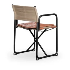 Lammhults Chairs*X75-2 armchair, Linen weave natural-Elmo Nordic leather Cognac-black legs BeigeBrownSilver-coloured
