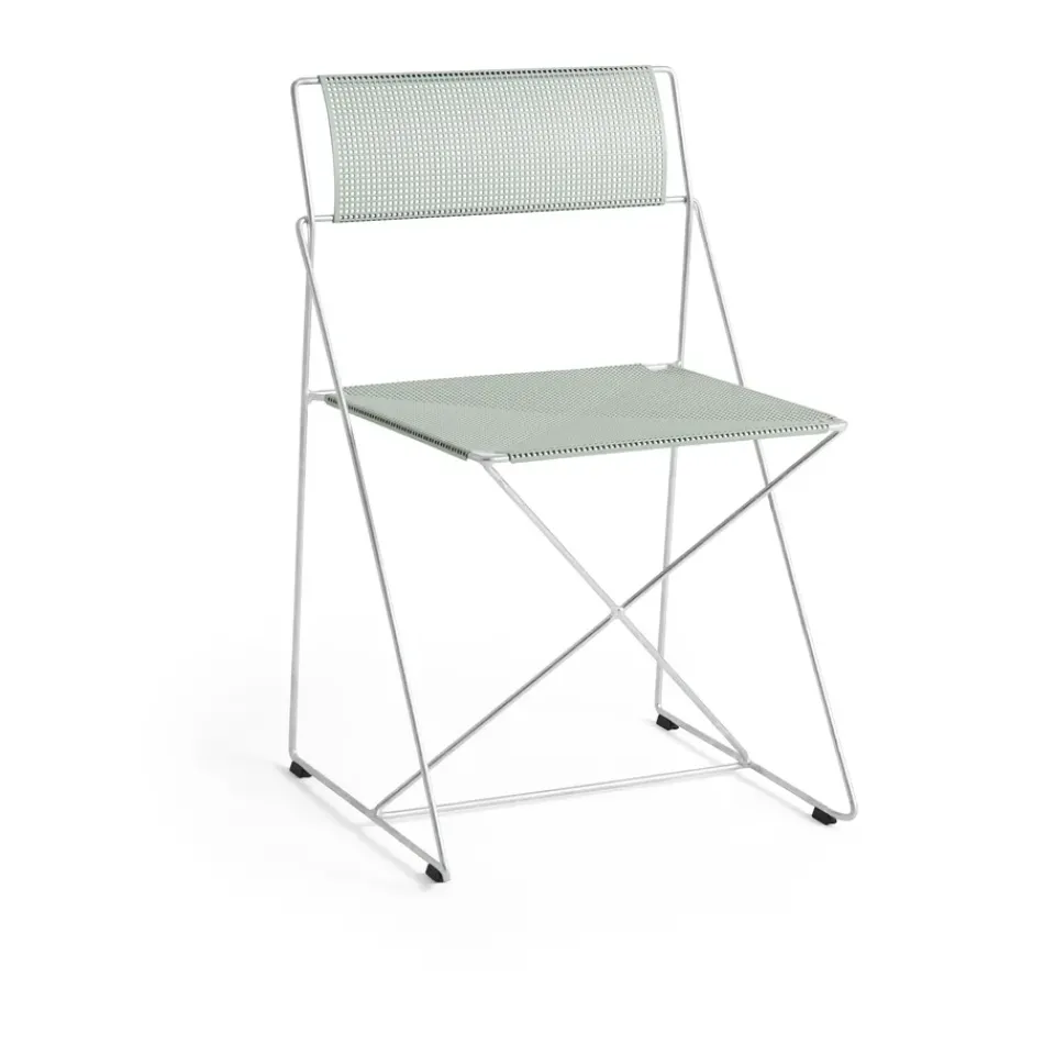 HAY Balcony Furniture*X-Line Indoor Outdoor chair, Pale linden-hot galvanised Grey