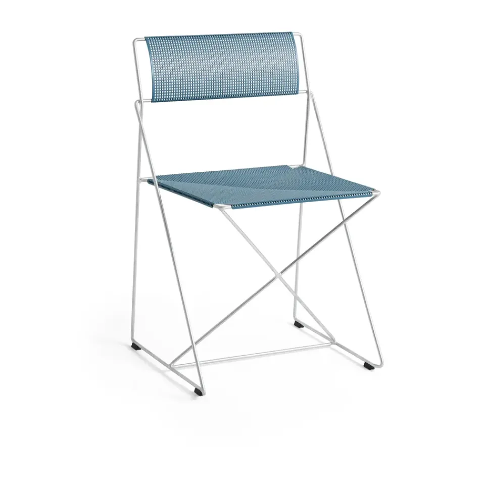 HAY Balcony Furniture*X-Line Indoor Outdoor chair, Powder -hot galvanised Blue
