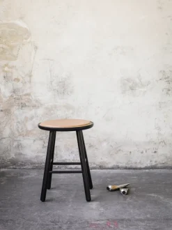 Hans K Stools*ZigZag stool 47cm, Stained ash Black